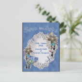 クリームフラワーレース付デニムとコスチュームジュエリー 案内ポストカード (スタンド正面)