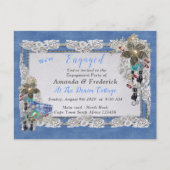 クリームフラワーレース付デニム及び衣装ジュエリー インビテーションポストカード (正面)