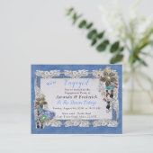 クリームフラワーレース付デニム及び衣装ジュエリー インビテーションポストカード (スタンド正面)