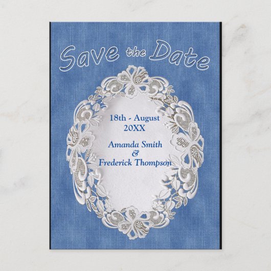 クリームフラワーレース付デニム 案内ポストカード (正面)