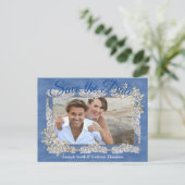 クリームフラワーレース付デニム 案内ポストカード (スタンド正面)