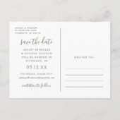 クリームフラワー結婚ズグリーンの写真保存日時 案内ポストカード (裏面)