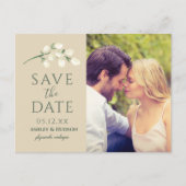 クリームフラワー結婚ズグリーンの写真保存日時 案内ポストカード (正面)