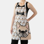 クリームフランスのブルドッグかわいい漫画の犬と名前 エプロン (インサイチュ)