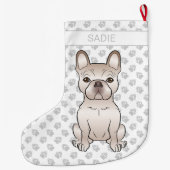 クリームフランスのブルドッグ ラージクリスマスストッキング (裏面)