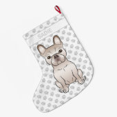 クリームフランスのブルドッグ ラージクリスマスストッキング (裏面 (吊り時))