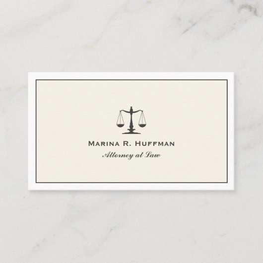クリームフレーム弁護士ジャスティススケールプロフェッショナル 名刺 (正面)