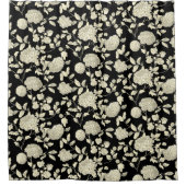 クリームフローラトイルオンブラック シャワーカーテン (正面)