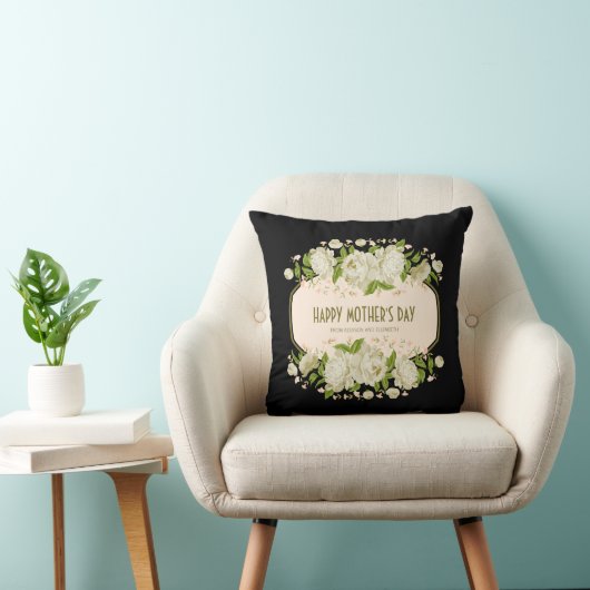 クリームフローラハッピーマザーズデイ装飾用クッション クッション (椅子)