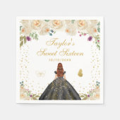 クリームフローラブラウンヘアプリンセスSweet sixteen スタンダードカクテルナプキン (正面)