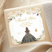 クリームフローラブルネットヘアプリンセスバースデーパーティー スクエアシール