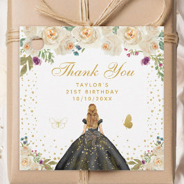 クリームフローラブロンドヘアガールバースデーパーティー フェイバータグ