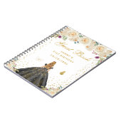 クリームフローラブロンドヘアプリンセスゲストブック ノートブック (左側)