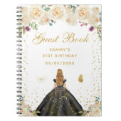 クリームフローラブロンドヘアプリンセスゲストブック ノートブック (正面)