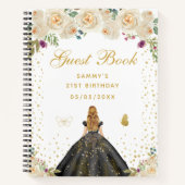 クリームフローラブロンドヘアプリンセスゲストブック ノートブック (正面)