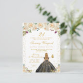 クリームフローラブロンドヘアプリンセス誕生日パーティー ポストカード (スタンド正面)