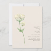 クリームフローラミニマリストエレガントな結婚式招待状 招待状 (正面)