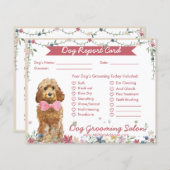 クリームフローラ水色の犬のグルーミングレポートカード (正面/裏面)