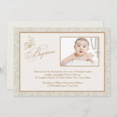 クリームフローラ洗礼フォトカード 招待状 (正面/裏面)
