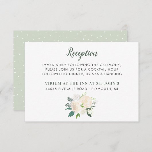 クリームフローラ緑豊かな花束ウェディングレセプション エンクロージャーカード (正面/裏面)