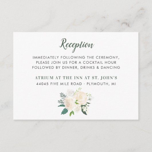 クリームフローラ緑豊かな花束ウェディングレセプション エンクロージャーカード (正面)