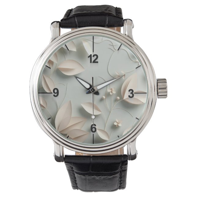 クリームフローラEウォッチ誕生日ギフトaiデザイン 腕時計 (正面)