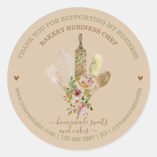 クリームフードストアケータリングベーカリーシェフ ラウンドシール (正面)