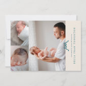 クリームブシンプルルーボーフォトベビー誕生 案内状 (裏面)