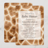 クリームブラウンのキリン柄の動物 招待状 (正面/裏面)