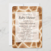 クリームブラウンのキリン柄の動物 招待状 (正面)