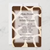 クリームブラウンキリンプリントベビーシャワー 招待状 (裏面)