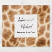 クリームブラウンキリン動物サファリ結婚ーズ スパークリングワインラベル (シングルラベル)