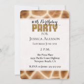 クリームブラウンキリン動物金ゴールドグリッターパーティー 招待状 (正面)