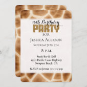 クリームブラウンキリン金ゴールドグリッターパーティー 招待状 (正面/裏面)