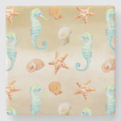 クリームブラウングラデーションシェルシーホース ストーンコースター (正面)