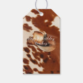 クリームブラウンコーウィドカウボーイハット ギフトタグ (正面)