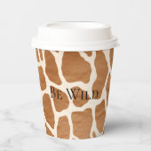 クリームブラウンサファリキリンアニマルプリント 紙コップ (正面)