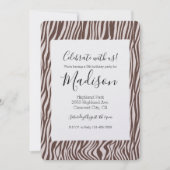 クリームブラウンゼブラプリント誕生日 招待状 (正面)