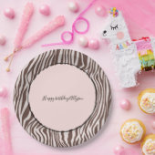 クリームブラウンゼブラ印刷 ペーパープレート (パーティー)