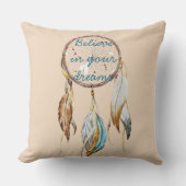 クリームブラウンターコイズドリームキャッチャーの水色 クッション (正面)