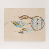 クリームブラウンターコイズドリームキャッチャー ジグソーパズル (横)