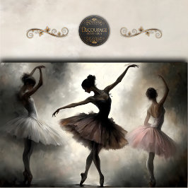 クリームブラウンピンクバレリーナス抽象芸術デコペ 薄葉紙