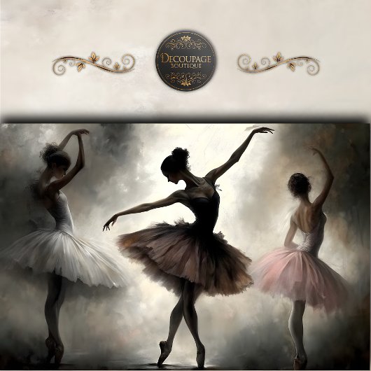 クリームブラウンピンクバレリーナス抽象芸術デコペ 薄葉紙