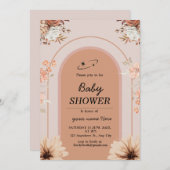 クリームブラウンボホベビーガールシャワー招待状 招待状 (正面/裏面)
