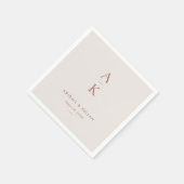 クリームブラウンモダンモノグラムアーストー結婚ン スタンダードカクテルナプキン (角)