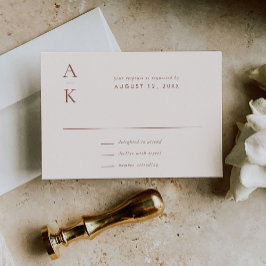 クリームブラウンモダンモノグラムアーストー結婚ン 出欠カード