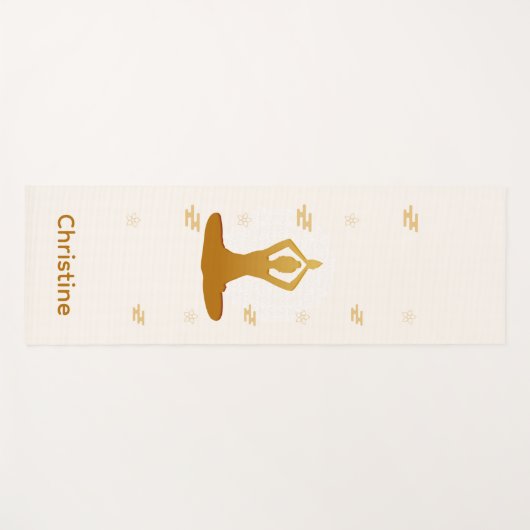 クリームブラウンヨガポーズと名前をカスタムする ヨガマット (正面(横))