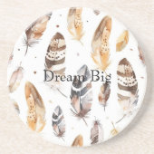 クリームブラウン先住民羽 コースター (正面)