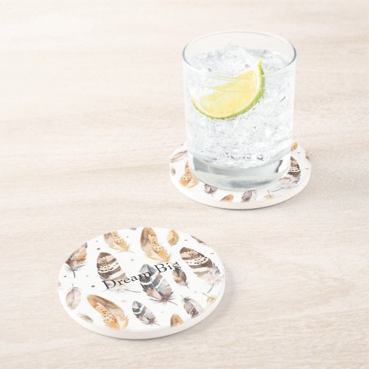 クリームブラウン先住民羽 コースター (側面)