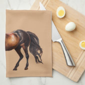 クリームブラウン南西ホース キッチンタオル (四つ折り)